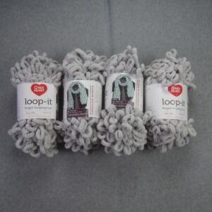 Red Heart Loop It Finger Looping‎ Fun Yarn Gray Vy Lot of 4